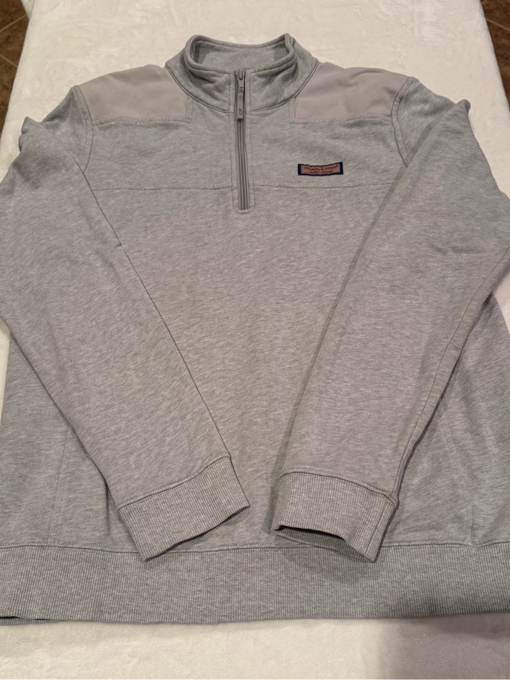 Vineyard Vines Women’s Light Gray Quarter-Zip Pullover Sweater Size Medium